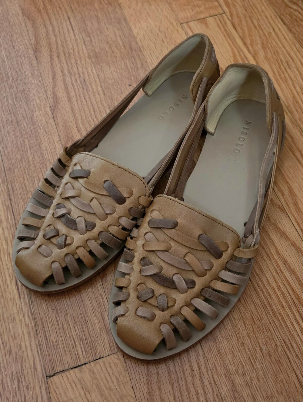 Nisolo Tan Braided Leather Huarache Sandals